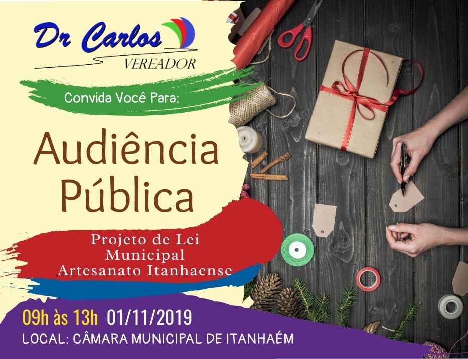 Imagem da notícia: Audiência Pública " Projeto de Lei municipal sobre o artesanato e manualidades locais".