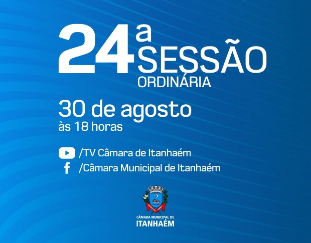 Imagem da notícia: Câmara realizará 24ª Sessão Ordinária nesta segunda