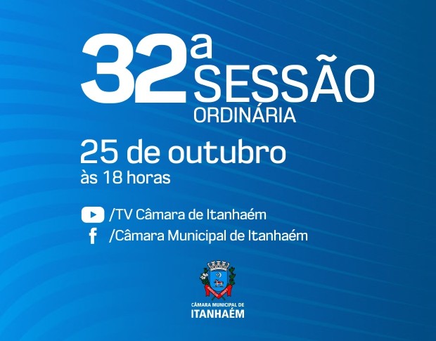 Imagem da notícia: Presencialmente e online, 32ª Sessão Ordinária acontecerá nesta segunda