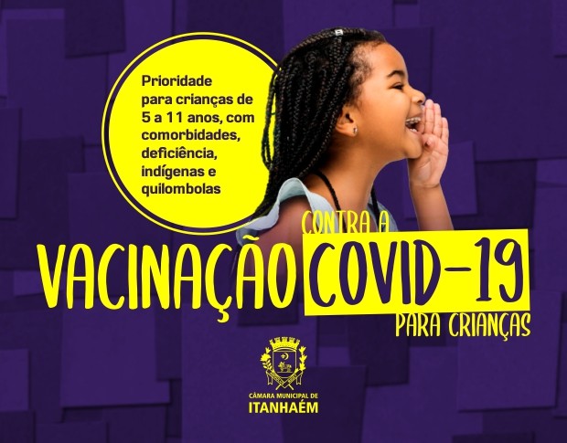 Imagem da notícia: Itanhaém inicia agendamento para vacinar crianças de 5 a 11 anos