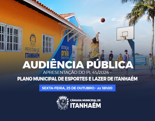 Imagem da notícia: Audiência Pública - “Plano Municipal de Esportes e Lazer de Itanhaém -2024-2034”.